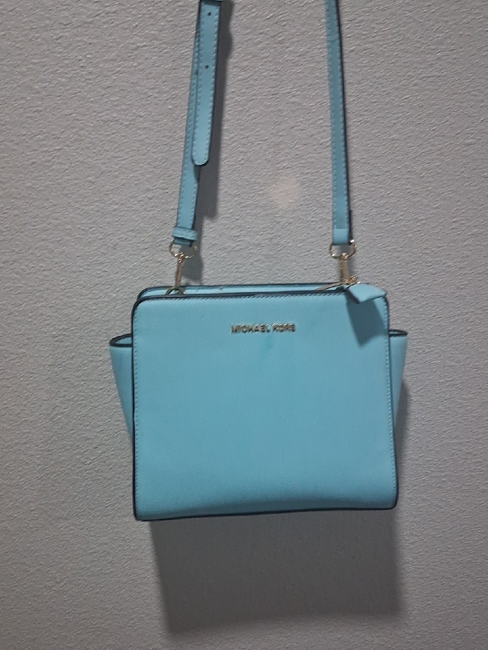 Michael Kors Light Blue Crossbody Bag with Gold Hardware